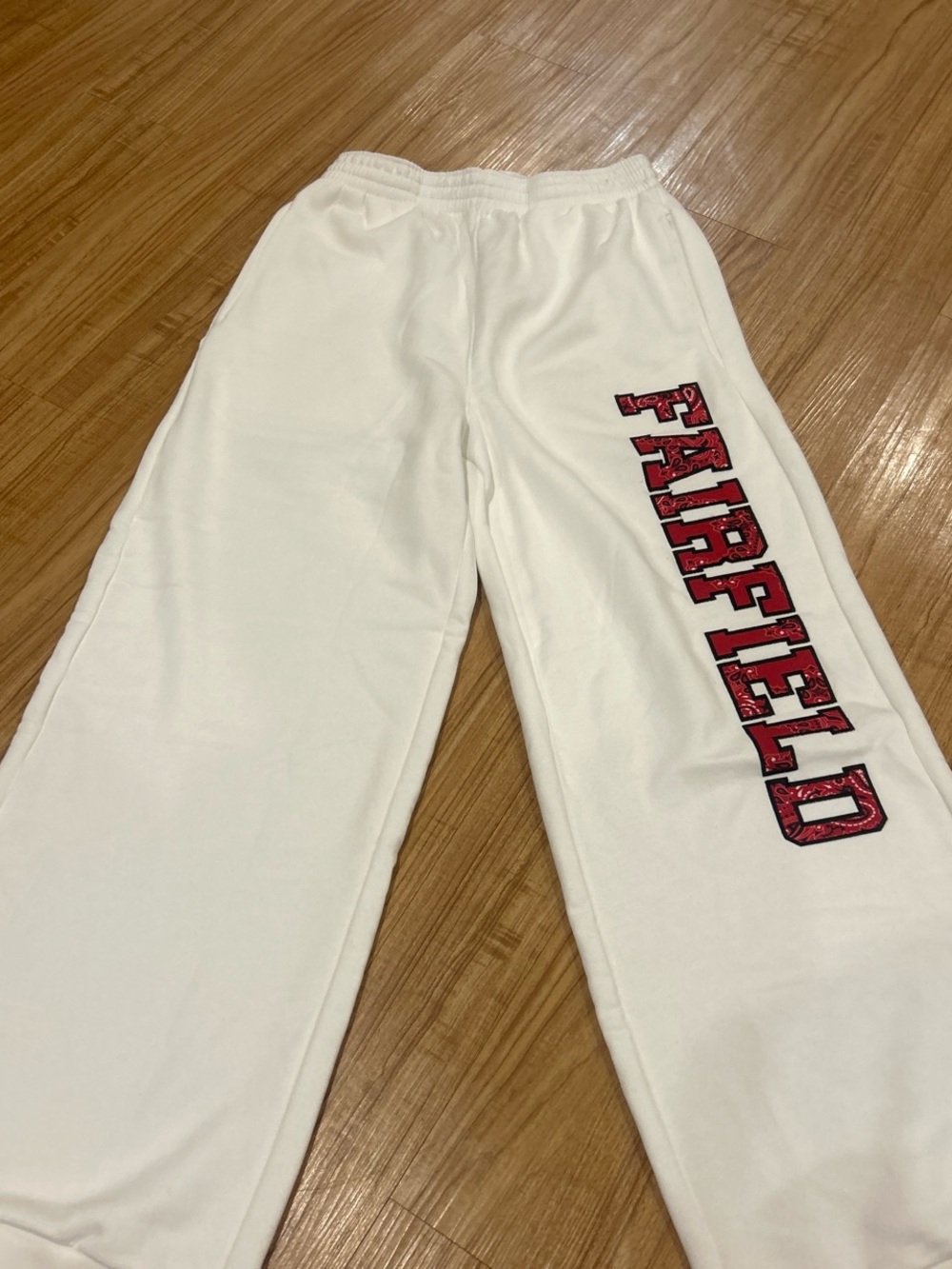 Fairfield University white sweatpants